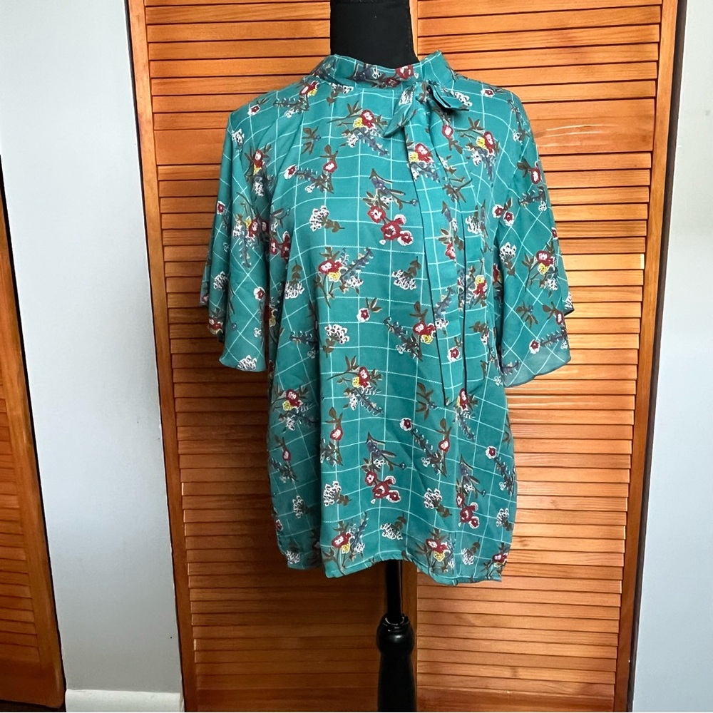 Jon & Anna Teal Floral Blouse